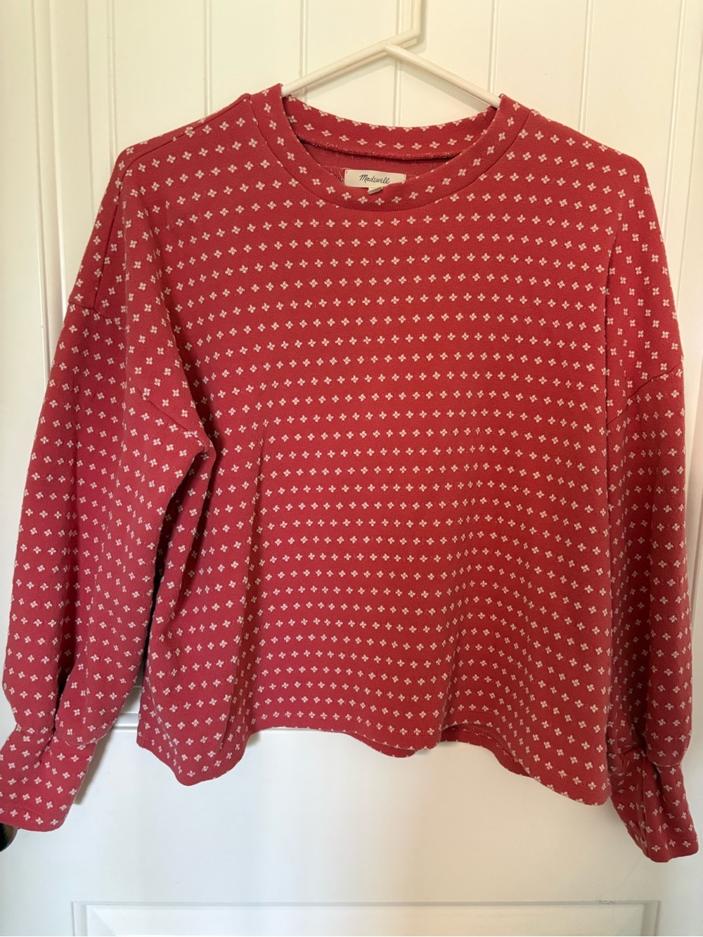 Madewell Red Crewneck Sweatshirt with Mini White Motif